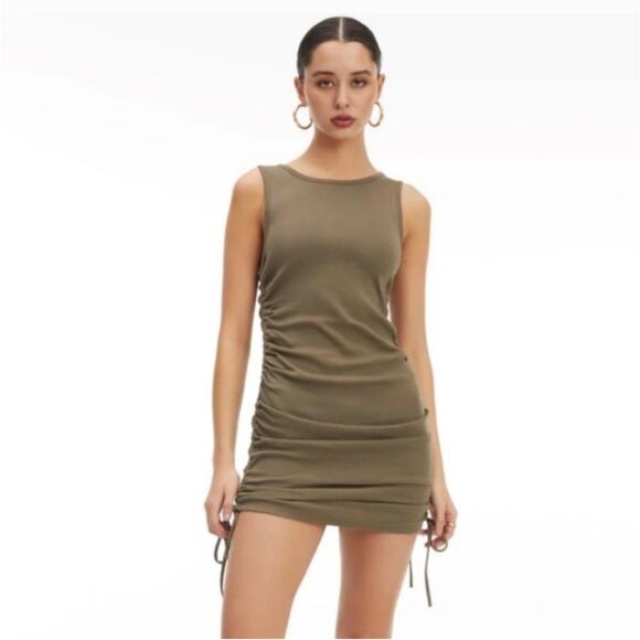 NWT Good American Side Rouched Tank Dress in Sea Turtle 008 Size 4XL - Picture 1 of 7